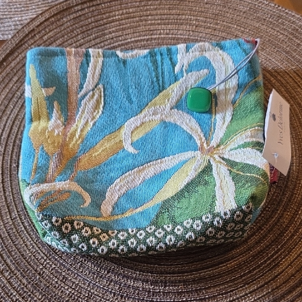 Yves Delorme IOSIS Azur Floral Pouch A-6.